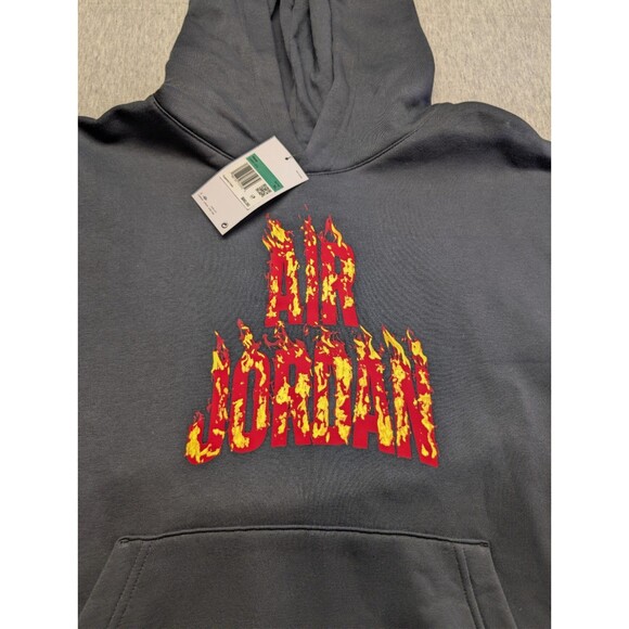 New Nike AJ5 Fire Graphic Fleece Pullover Mens Hoodie IQ6967-010 Sz XL - Picture 5 of 8